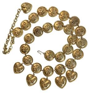 Vintage 1980's Gilded Byzantine EDOUARD RAMBAUD Chain Belt gold made Italy heart